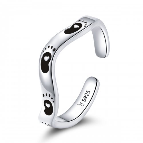 Anillo abierto con estilo Pandora en forma de huella - SCR712