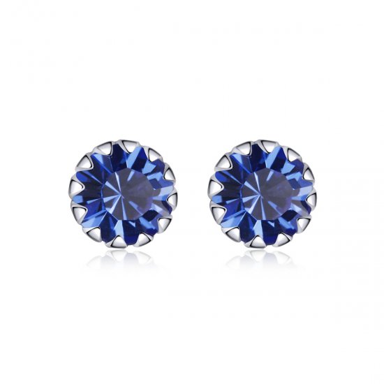 Aretes estilo Pandora con piedra natal de septiembre en plata - SCE862-9 - Haga click en la imagen para cerrar
