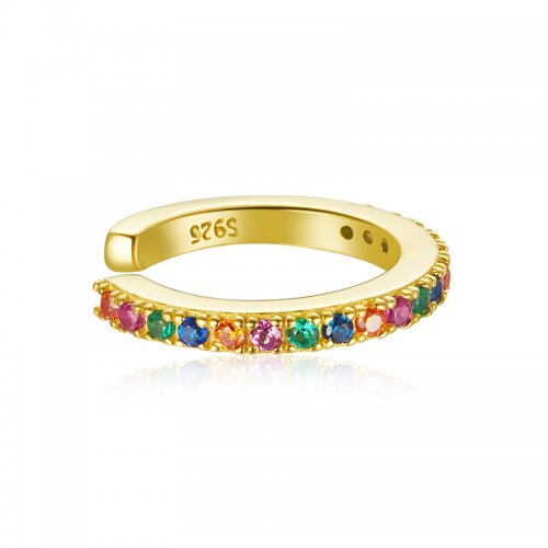 Estilo Pandora Clip de Oreja Colorido Bañado en Oro de 18 quilates - SCE993-B