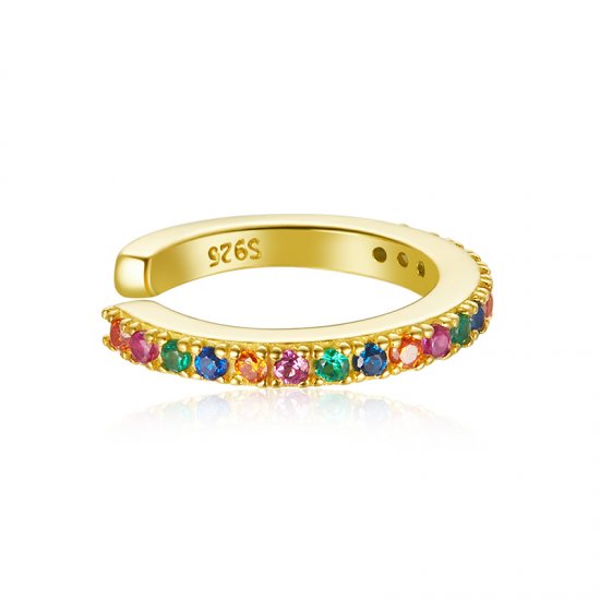 Estilo Pandora Clip de Oreja Colorido Bañado en Oro de 18 quilates - SCE993-B - Haga click en la imagen para cerrar