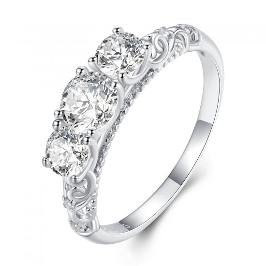 Anillo estilo Pandora de tres piedras - BSR318 - Haga click en la imagen para cerrar