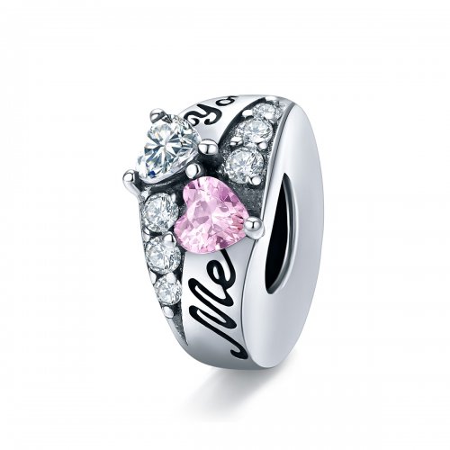 Charm de separador de corazón dulce de estilo Pandora en plata - BSC283