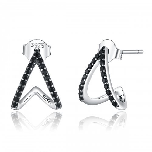 Estos aretes de plata estilo Pandora presentan un diseño simple de geometría - SCE924