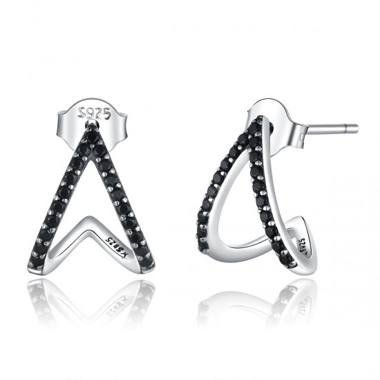 Estos aretes de plata estilo Pandora presentan un diseño simple de geometría - SCE924 - Haga click en la imagen para cerrar