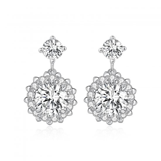 Estilo Pandora Pendientes de 1Ct Moissanite - MSE028 - Haga click en la imagen para cerrar