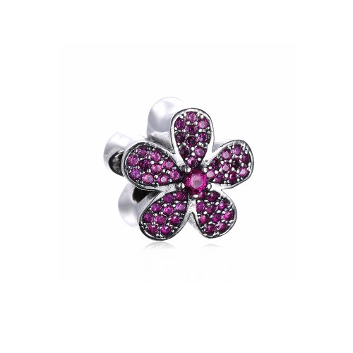 Charm en plata de ley Margarita deslumbrante púrpura PANDORA