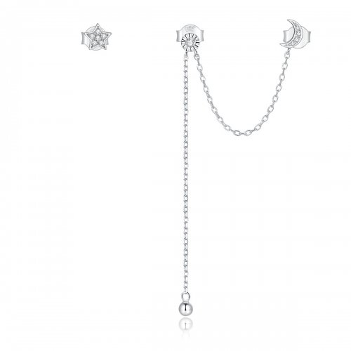 Pendientes colgantes de plata estilo Pandora con luna y estrellas de ensue