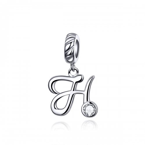 Pendiente colgante de letra H en estilo Pandora de plata - SCC1183-H