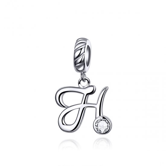 Pendiente colgante de letra H en estilo Pandora de plata - SCC1183-H - Haga click en la imagen para cerrar