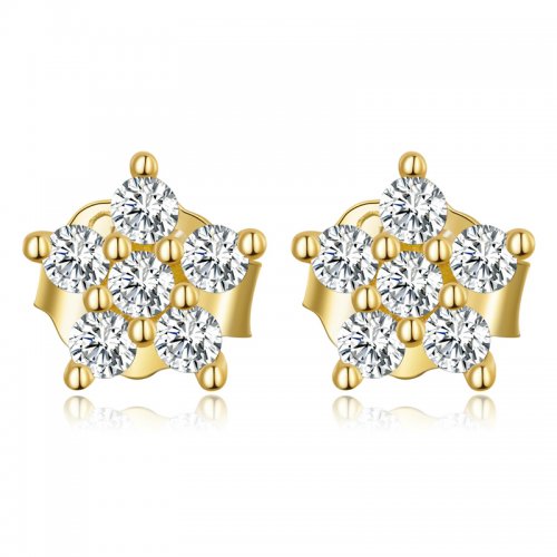 Pendientes de botón estilo Pandora con mini flores - BSE598-B