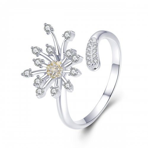 Anillo de amor estilo Pandora en plata con diseño de diente de león - SCR471
