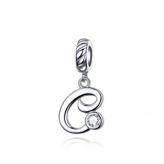 Pendiente colgante de letra C en plata estilo Pandora - SCC1183-C - Haga click en la imagen para cerrar