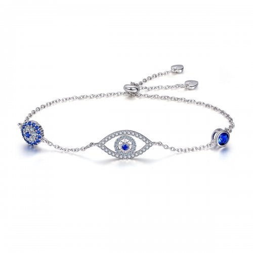 Pulsera deslizante de cadena con ojo protector de estilo Pandora en plata -