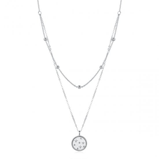 Collar estilo Pandora plateado con estrellas - SCN365 - Haga click en la imagen para cerrar