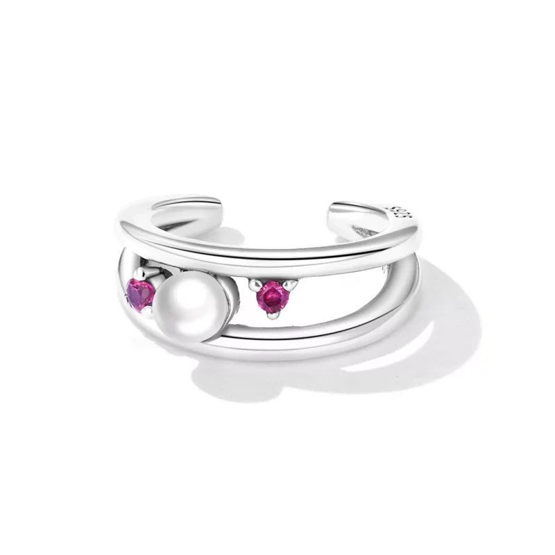 (imagen para) Clip de Oreja de Doble Capa de Perla de Concha Exquisita al Estilo Pandora - SCE - Ver 2
