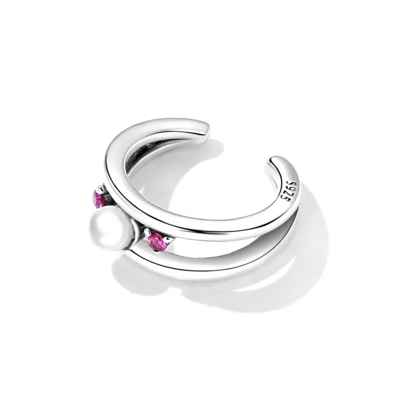 (imagen para) Clip de Oreja de Doble Capa de Perla de Concha Exquisita al Estilo Pandora - SCE - Ver 3