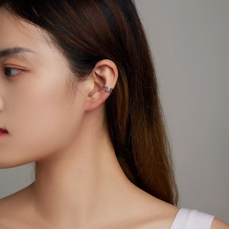 (imagen para) Clip de Oreja de Doble Capa de Perla de Concha Exquisita al Estilo Pandora - SCE - Ver 7