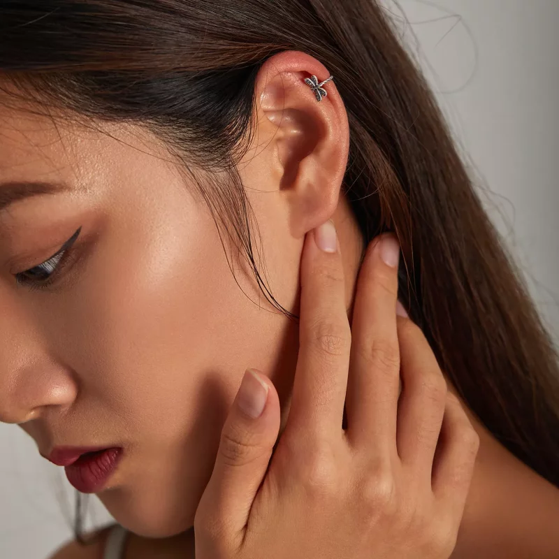 (imagen para) Clip para la oreja estilo Pandora con delicada libélula - SCE1295 - Ver 6