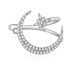 Clip para oreja de estilo Pandora con luna y estrellas - BSE701 (imagen para) Clip para oreja de estilo Pandora con luna y estrellas - BSE701