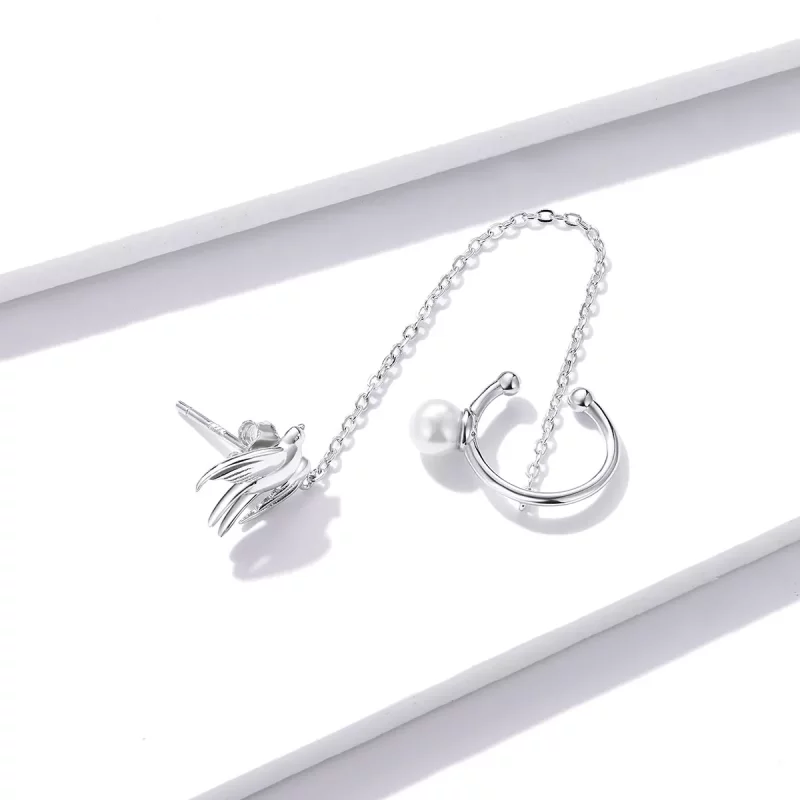 (imagen para) Estilo Pandora Aro de Oreja con Golondrina Voladora - BSE411 - Ver 3