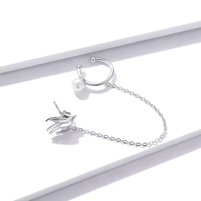 (imagen para) Estilo Pandora Aro de Oreja con Golondrina Voladora - BSE411 - Ver 4