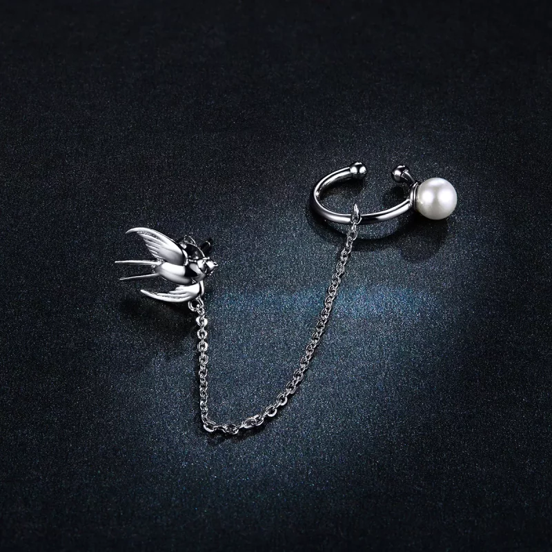 (imagen para) Estilo Pandora Aro de Oreja con Golondrina Voladora - BSE411 - Ver 5