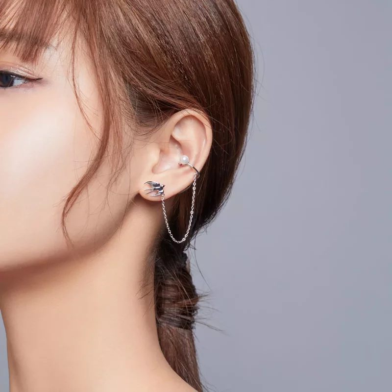 (imagen para) Estilo Pandora Aro de Oreja con Golondrina Voladora - BSE411 - Ver 8