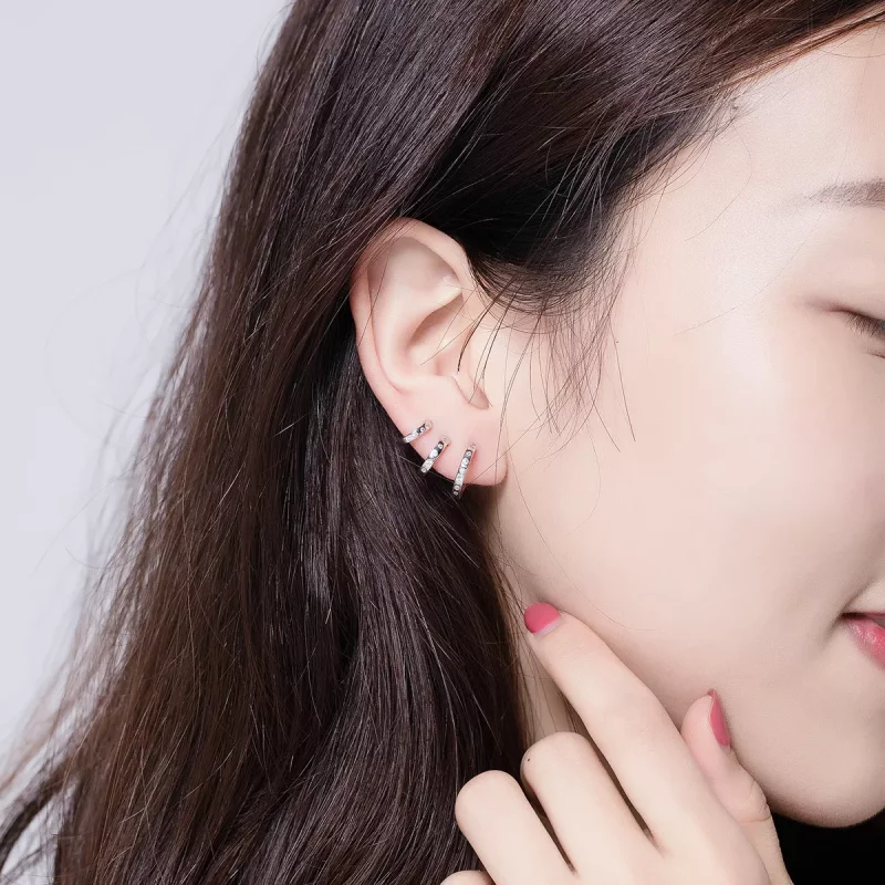 (imagen para) Estilo Pandora Aro para la Oreja de Chica Punk - BSE085 - Ver 5