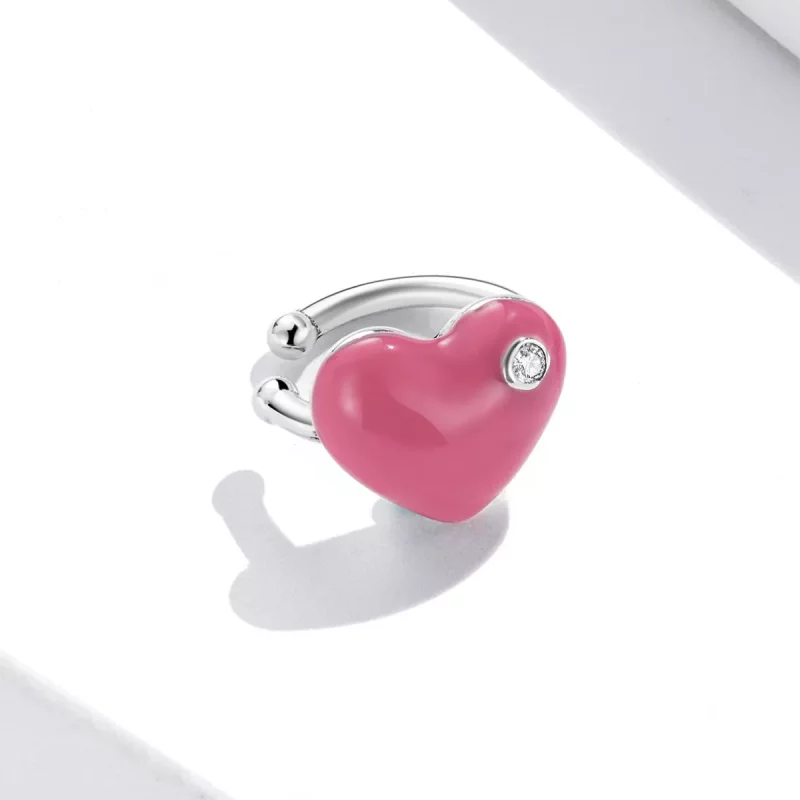 (imagen para) Estilo Pandora clip de oreja Corazón Rojo Rosa - SCE1362 - Ver 2