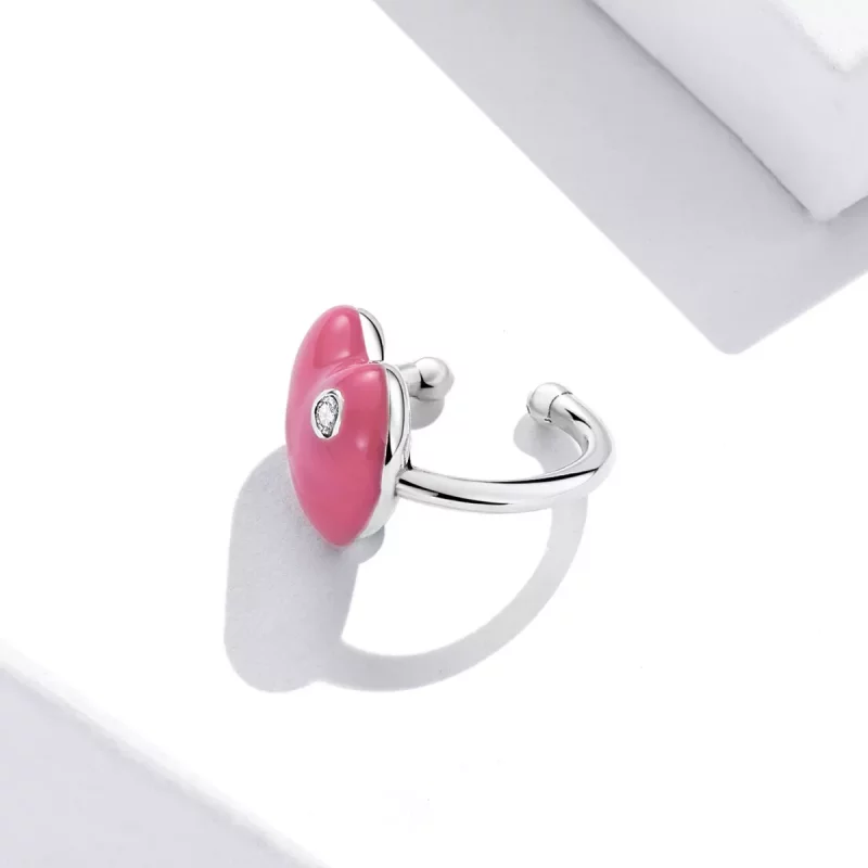 (imagen para) Estilo Pandora clip de oreja Corazón Rojo Rosa - SCE1362 - Ver 3