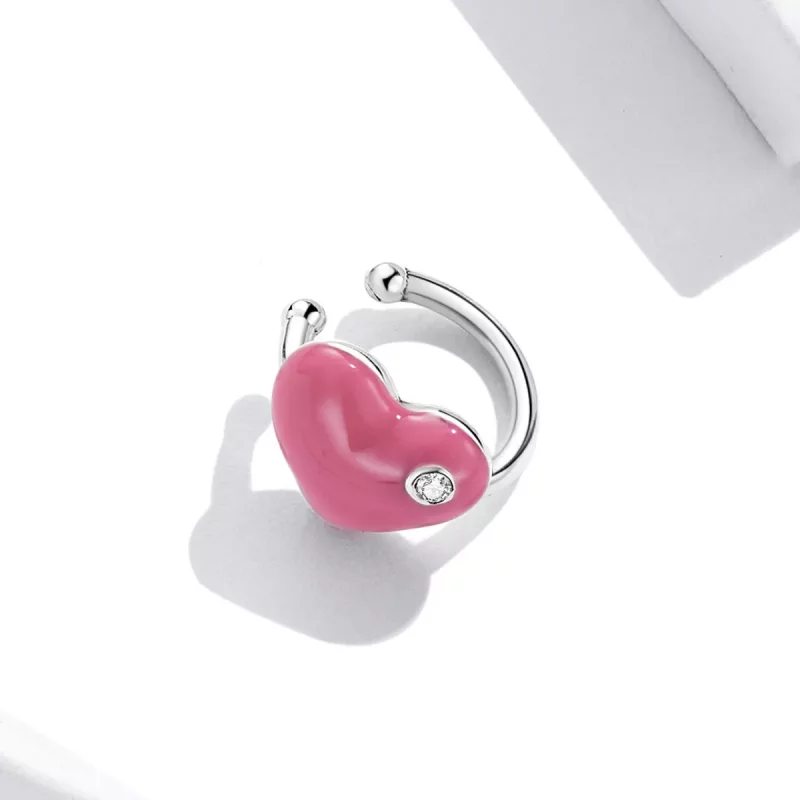 (imagen para) Estilo Pandora clip de oreja Corazón Rojo Rosa - SCE1362 - Ver 4