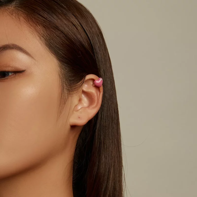 (imagen para) Estilo Pandora clip de oreja Corazón Rojo Rosa - SCE1362 - Ver 6
