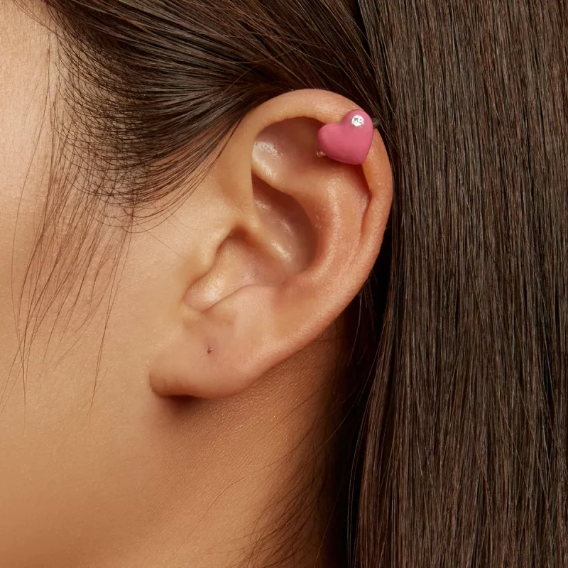 (imagen para) Estilo Pandora clip de oreja Corazón Rojo Rosa - SCE1362 - Ver 7