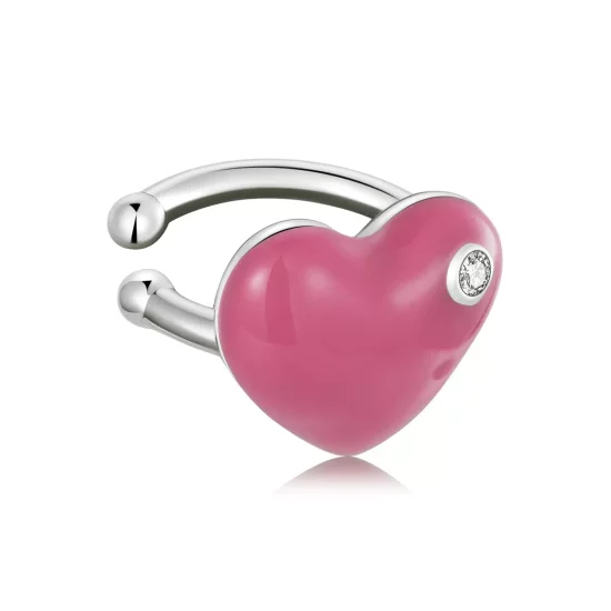 (imagen para) Estilo Pandora clip de oreja Corazón Rojo Rosa - SCE1362