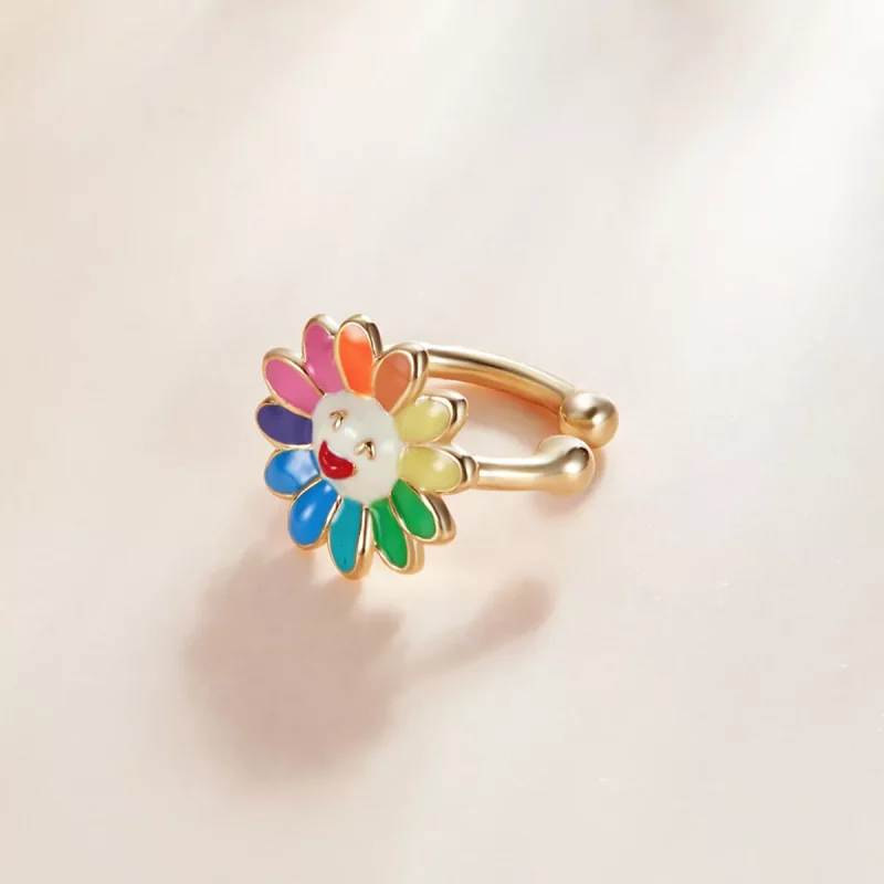 (imagen para) Estilo Pandora, clip para orejas con diseño de girasol - SCE1235 - Ver 2
