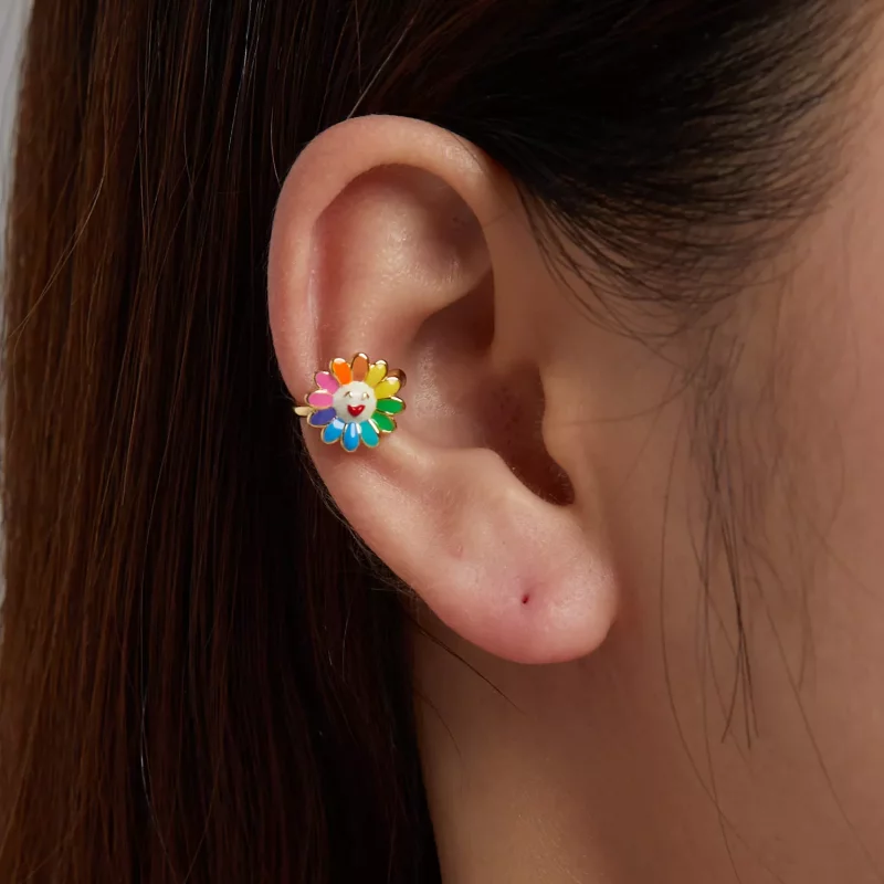 (imagen para) Estilo Pandora, clip para orejas con diseño de girasol - SCE1235 - Ver 4