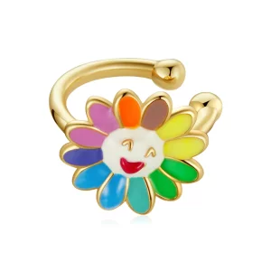 (imagen para) Estilo Pandora, clip para orejas con diseño de girasol - SCE1235