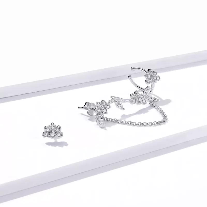 (imagen para) Estilo Pandora Flores en el clip de oreja Moshang - BSE476 - Ver 2