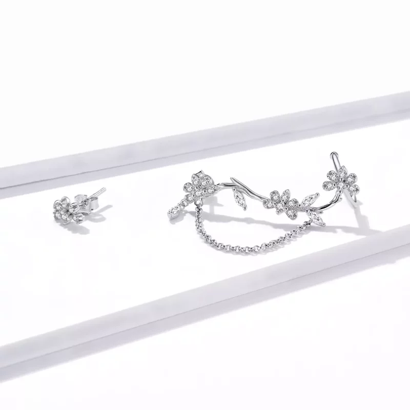 (imagen para) Estilo Pandora Flores en el clip de oreja Moshang - BSE476 - Ver 3