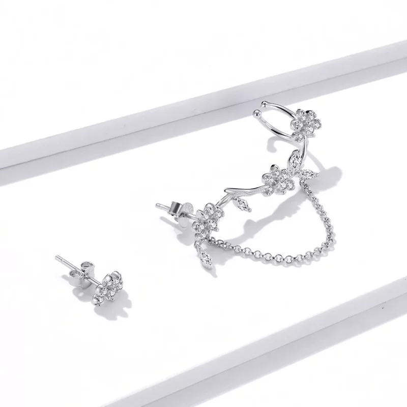(imagen para) Estilo Pandora Flores en el clip de oreja Moshang - BSE476 - Ver 4