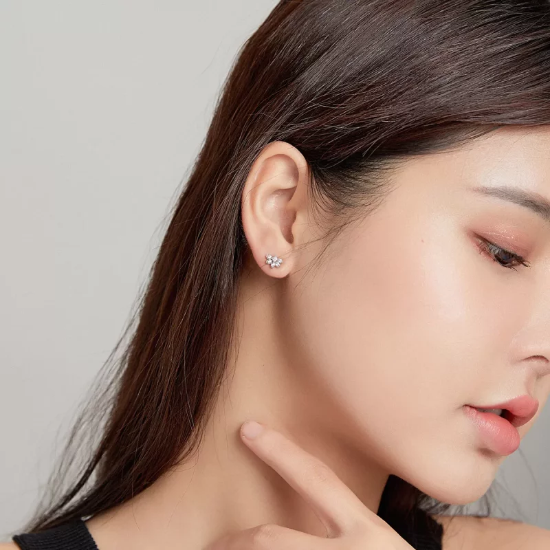 (imagen para) Estilo Pandora Flores en el clip de oreja Moshang - BSE476 - Ver 6