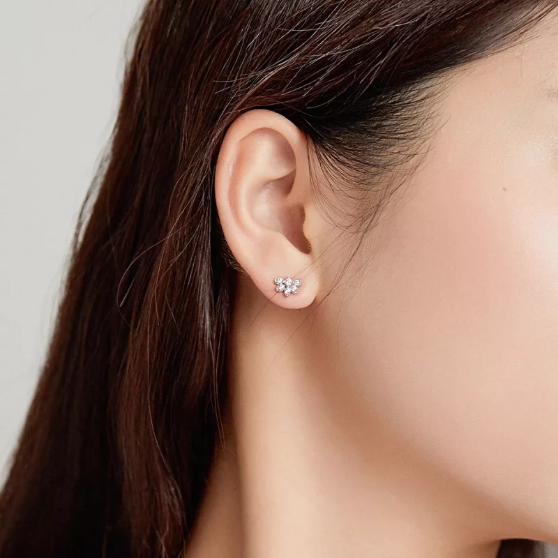 (imagen para) Estilo Pandora Flores en el clip de oreja Moshang - BSE476 - Ver 7