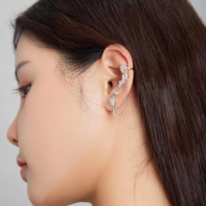 (imagen para) Estilo Pandora Flores en el clip de oreja Moshang - BSE476 - Ver 9
