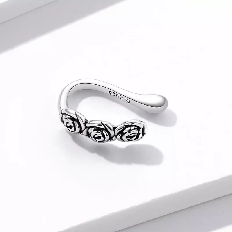 (imagen para) Estilo Pandora Retro Rose - Clip de Oreja BSE582 - Ver 4