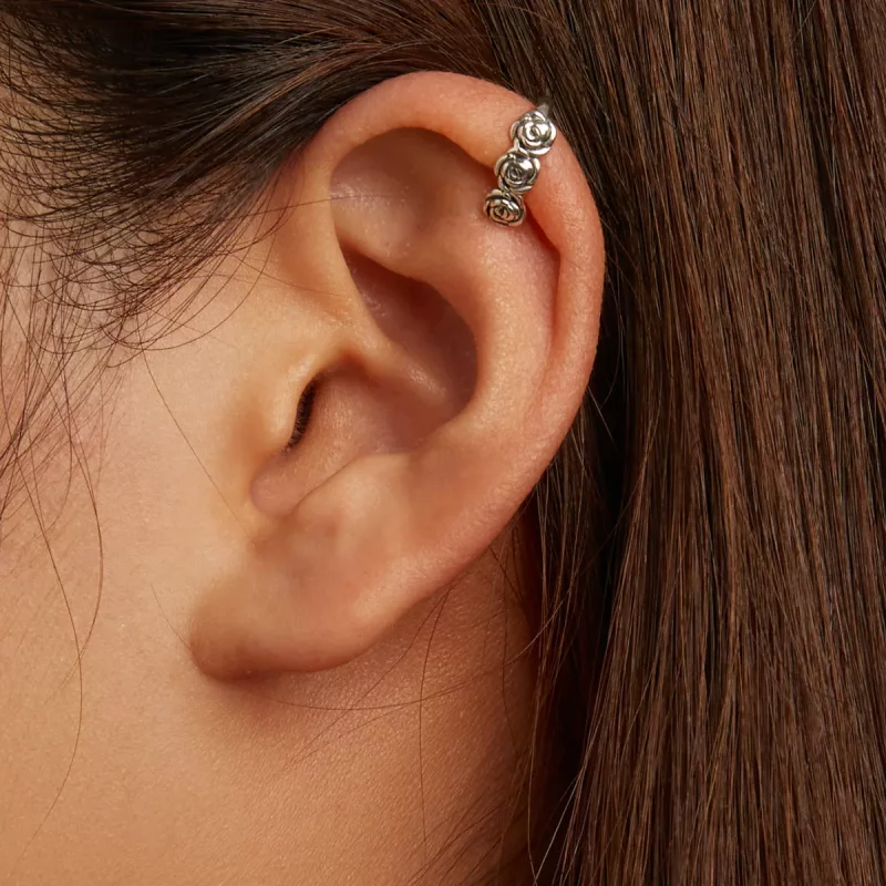 (imagen para) Estilo Pandora Retro Rose - Clip de Oreja BSE582 - Ver 8