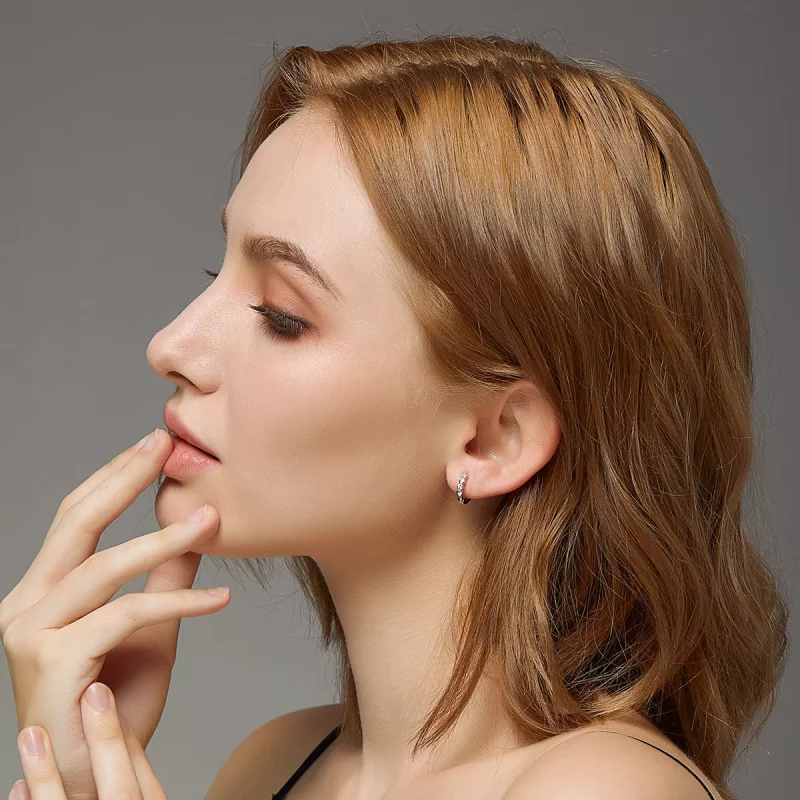 (imagen para) Aretes con forma de corazón en estilo Pandora de plata - SCE777 - Ver 6