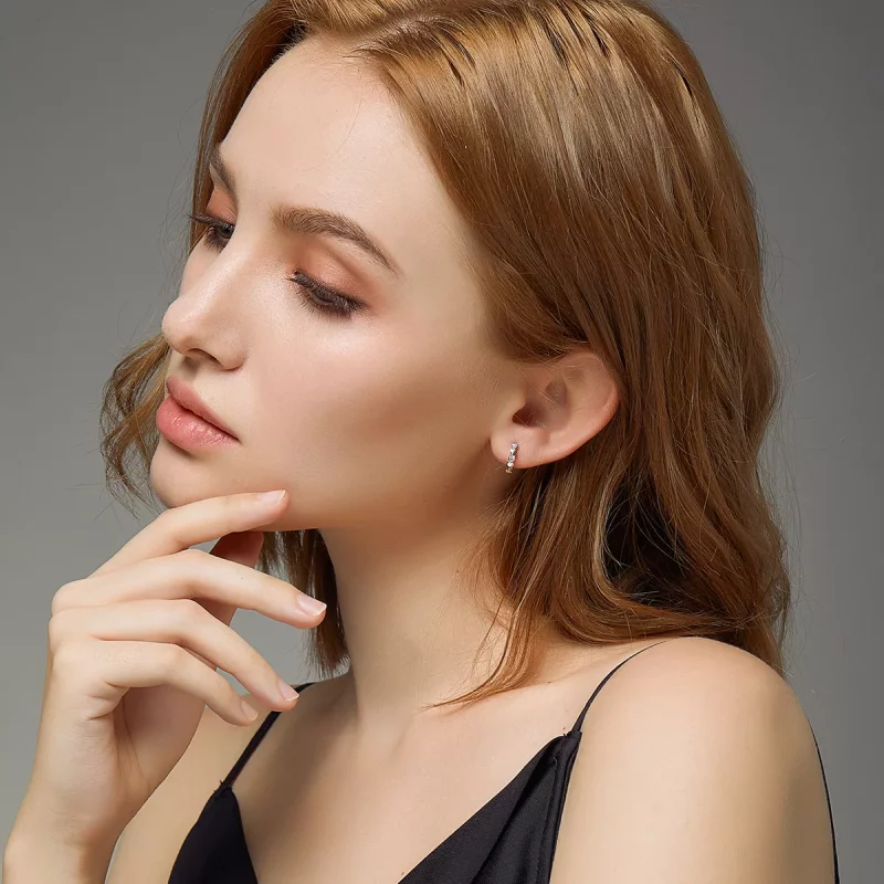 (imagen para) Aretes con forma de corazón en estilo Pandora de plata - SCE777 - Ver 7