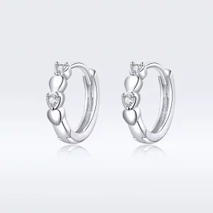 Aretes con forma de corazón en estilo Pandora de plata - SCE777 (imagen para) Aretes con forma de corazón en estilo Pandora de plata - SCE777