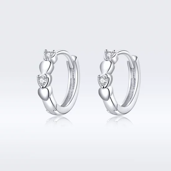 (imagen para) Aretes con forma de corazón en estilo Pandora de plata - SCE777