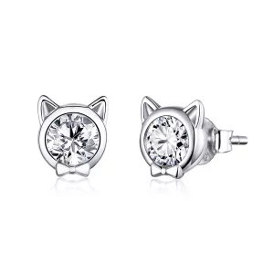 (imagen para) Aretes con lindo gato en plata estilo Pandora - SCE899
